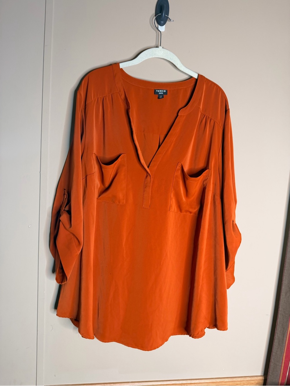 torrid Burnt Orange V-Neck Pocket Blouse